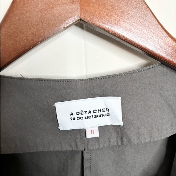 A Detacher olive green long sleeve cotton lagenlook midi dress size 8 runway - Picture 4 of 6